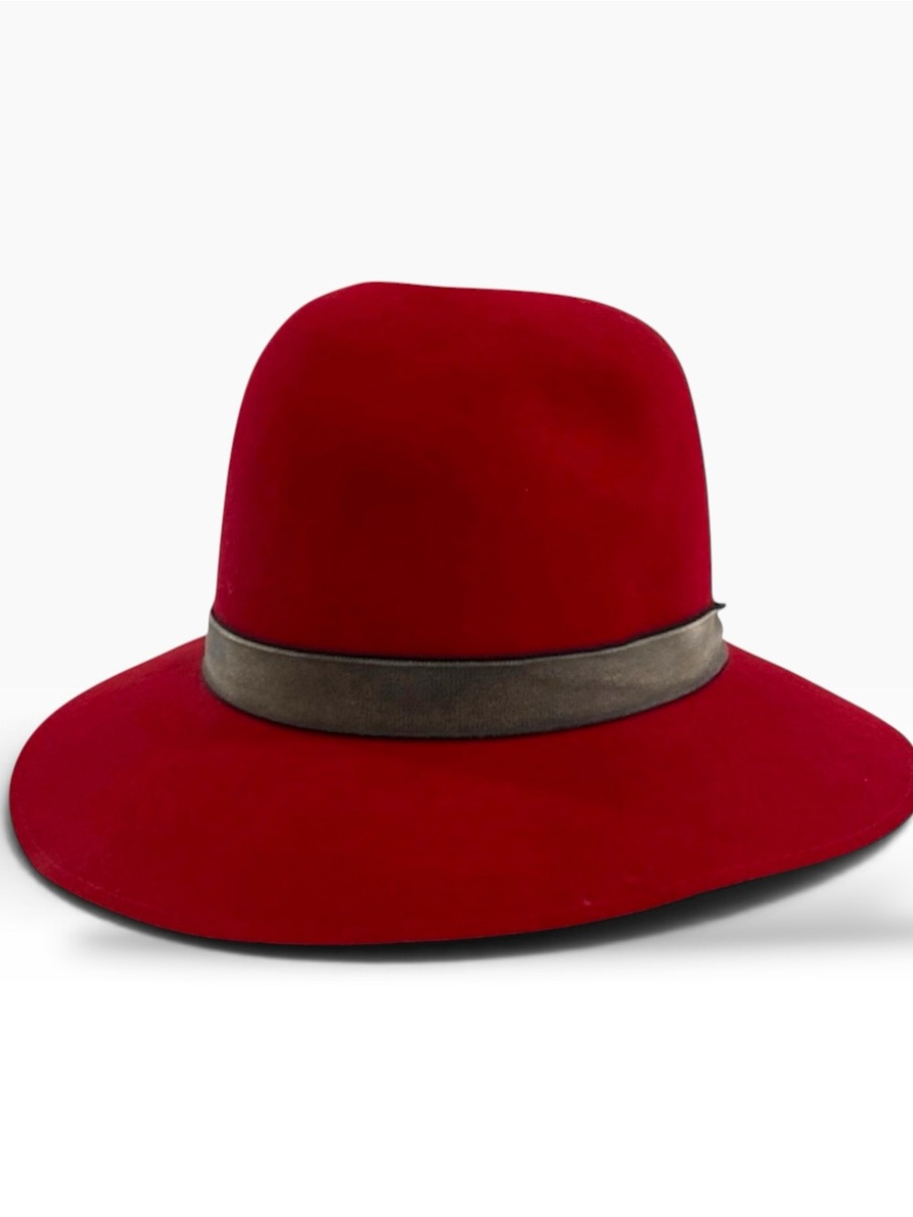 Vintage Bollman DoeSkin Red 100% Wool Felt Wide Brim Hat Made in USA